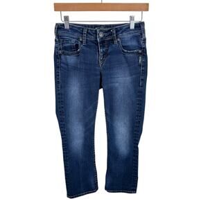 Silver Jeans Co. Aiko Kick Flare‎ Low Rise Cotton Blend Jeans Capris Size 26